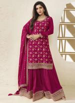 Viscose Chinnon Pink Reception Wear Sequins Work Plazzo Suit